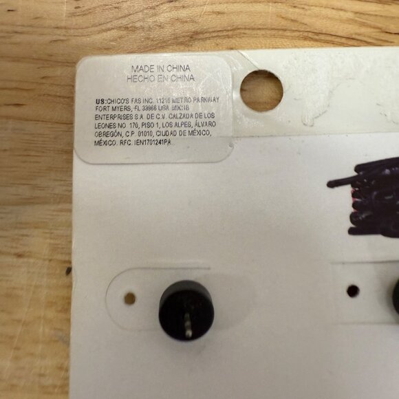 Chicos Long Dangle Earrings Nickel Free Black/Gray Resin With Black Stud Posts - Picture 5 of 7